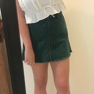 NWT || Free people green denim skirt